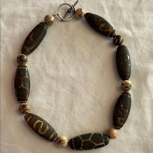 Tibetan Style Agate Brown Beaded Necklace